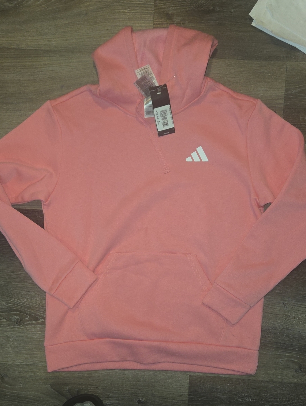 Adidas NWT  Women’s Pink  Hoodie White Logo Size Medium